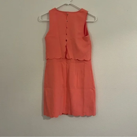 Ann Taylor LOFT Coral Salmon Pink Scallop Layered Sleeveless Womens Dress - Picture 4 of 7